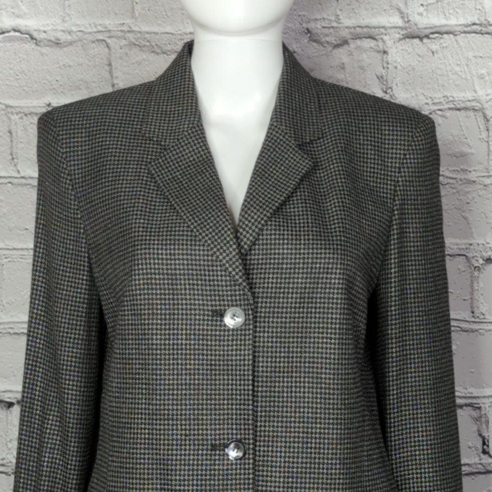 Jones Wear Houndstooth Woolen Jacket and Skirt Set, Women's Small